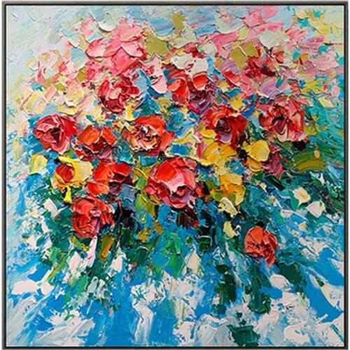 Hand-painted High Quality Abstract Rose Oil Painting on Canvas modern Pink flower Painting Abstract floral Painting New Arrivals