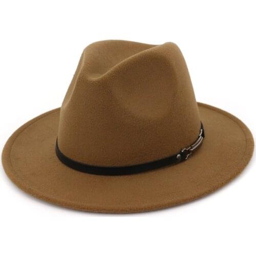 WeMe Woolen Top Hat Vintage Flat Brim Fedora Unisex Hats