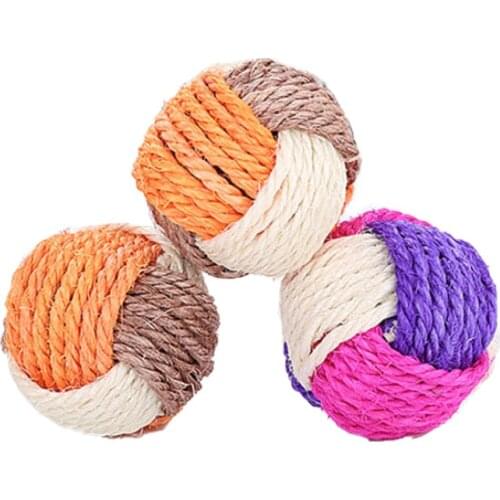 Cat Supplies Pet Cat Toy Sisal Ball Hemp Rope Series Interactive Cat Scratch Sisal Ball Toy Bite Chew Stitching Color Toys