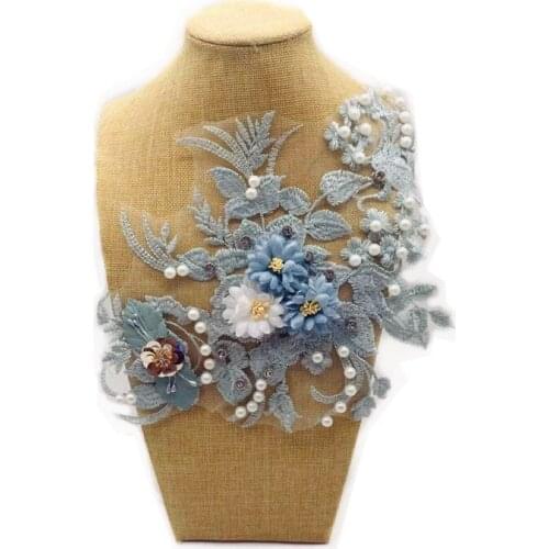 Heavy Industry Beaded Embroidered Lace Flower Handmade Three-dimensional Flower Embroidery Cloth DIY Flower Lace