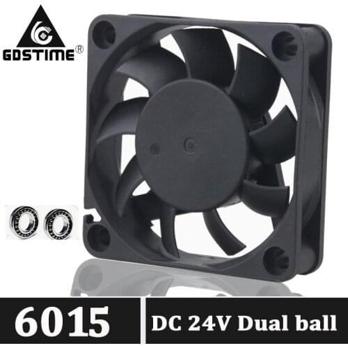 2Pcs Gdstime Brushless DC Cooler Fan 24V 60mm 60x60x15mm 6015 6cm Ball Bearing 2Pin For Computer PC CPU Case Cooling