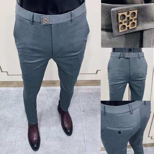 Spring 2020 New Mens Suit Pants Fashion Business Casual Slim Dress Pants Mens Street Wear Social Formal Pantalon Clothing