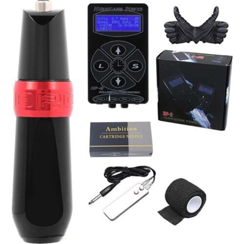 Top High Quality Original Bronc-V7 Rotary Tattoo Machine Pen Swiss Motor Strong Quiet With HP-2 LCD Digtal Power Kit