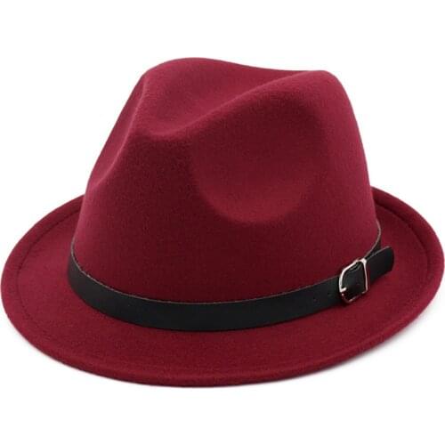 2019 2019 Women Men Fedora Hat With Leather Belt Party Hat For Lady Panama Hat Size 56-58CM