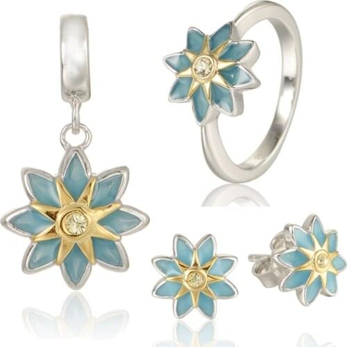 Jewelry Set for Women 925 Silver Earrings Pendant and Ring