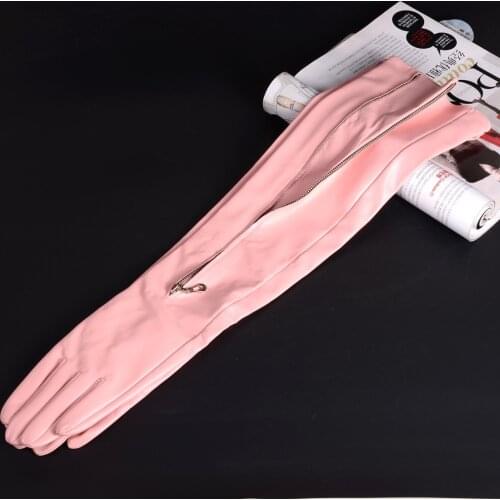 40cm-80cm Womens Ladies Real Leather Sheep Skin Middle Invisible Zipper Evening Gloves Party Long Gloves Customziable