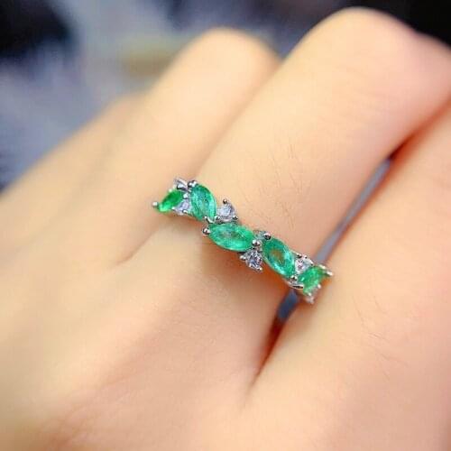 Womens Ring 925 Sterling Silver Jewelry Ring with Oval Cut Emerald Zircon Ring Wedding Gifts