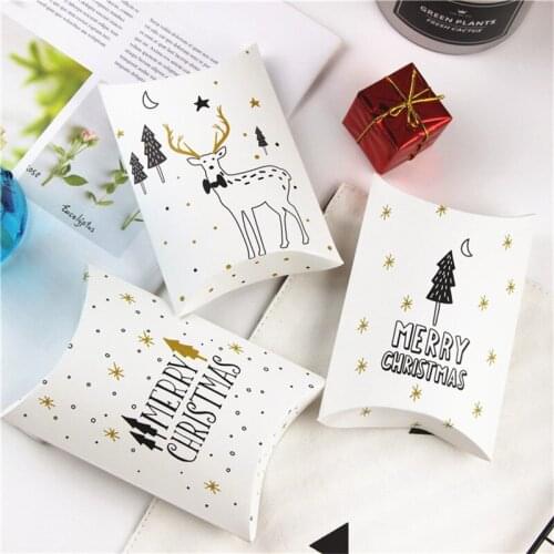 1pcs Gold Bronzing Dot Merry Christmas Candy Boxes Souvenir Gift Boxes Small Cardboard Box Packaging Boxes Gift Bag