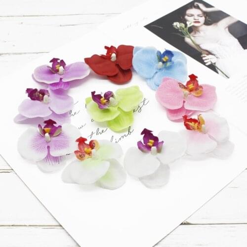 10 pieces Artificial Phalaenopsis Orchid Wedding Home decoration accessories Scrapbooking Brooch Hat hairpin Candy box Headdress