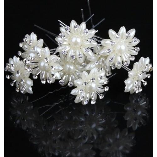 100 Pcs Wedding Bridal Prom Bridesmaid Crystal Pearl Crystal Flower New Hair Pins Hair Clips Hair Accessory Hair Sticks