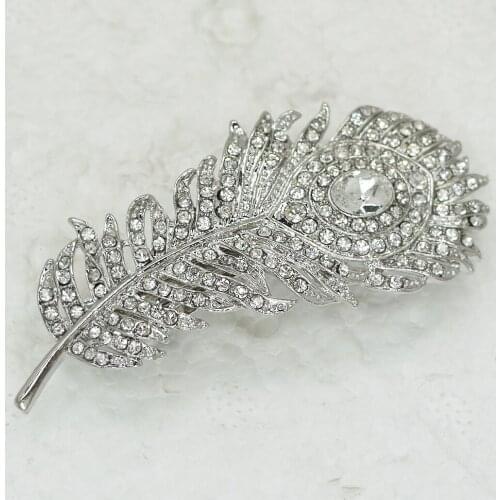 12pcs/lot Wholesale Fashion Crystal Rhinestone Feather hair Barrettes Wedding party hair Accessories E101075