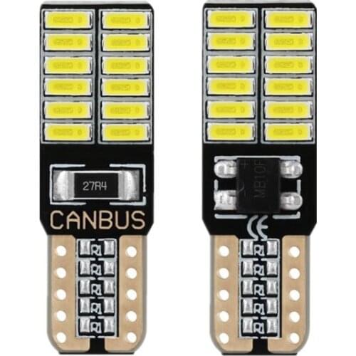 2pcs T10 LED 194 W5W 24 LED CANBUS 4014 24SMD ERROR FREE Car Side Wedge Led Interior Lamp Bulb DC 12V Light white