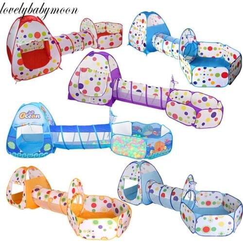 3In1 Play Tent Baby Toys Ball Pool for Children Kids Ocean Balls Pool Foldable Kids Play Tent Playpen Tunnel Play House noballs