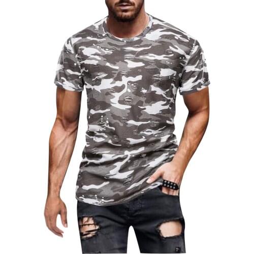 58# Mens Summer Shirts Short Sleeve Camouflage Printed Chic Retro O Neck T Shirt Top Tee Sportwear Streetwear Male Basic Tops