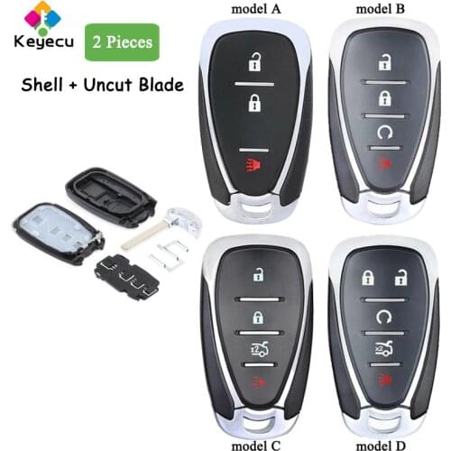 KEYECU Replacement Smart Remote Control Car Key Shell Case With 4 Button - FOB for Chevrolet Malibu Cruze Spark Cmaro 2016 17 18