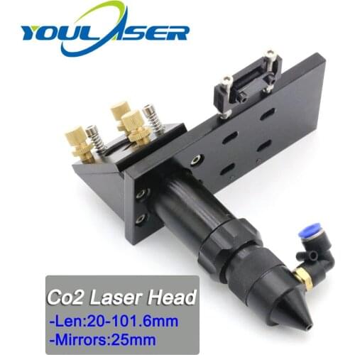 CO2 Laser E Head for Focus Lens Dia.20 FL.101.6mm & Mirror 25mm Mount