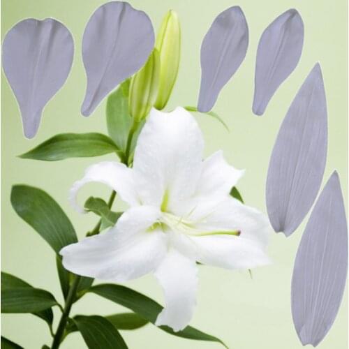 Lily Flower & Leaf Molds Fondant Cakes Decorating Tools Silicone Molds Sugarcraft Chocolate Baking Tool For Cakes Gumpaste Form