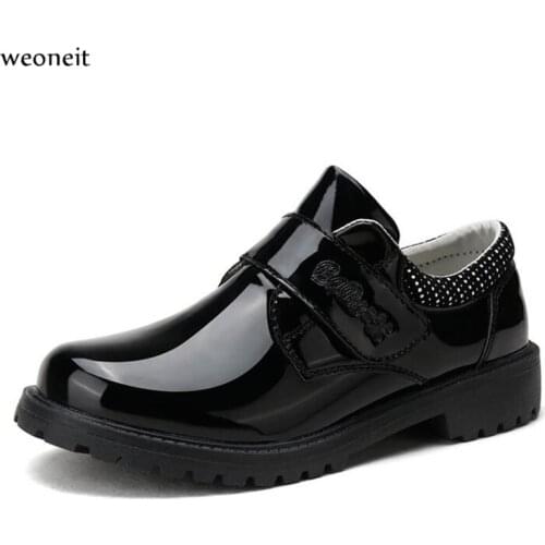 Weoneit Children Leather Wedding Dress Shoes for Boys Kids Black School Performance Formal Flat Loafer Moccasins Shoes New