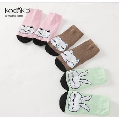 Childrens Socks Soft toddler Animal Fox Bunny Bear Cartoon Socks infant Boys Girls Anti-slip socks Unisex Baby socks for 0-4t