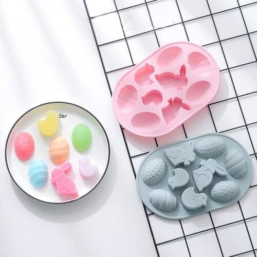 Easter Egg Bunny Silicone Mold Bunny Chicken Cake Moulds DIY Rabbit Soap Handmade Chocolate Fondant Ice Cube Baking Mold
