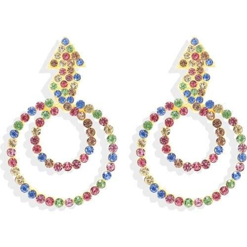 Dvacaman Crystal Circle Statement Drop Earrings Layers Round Big Women Wedding Earrings Bohemian Fashion Jewelry Gift Wholesale