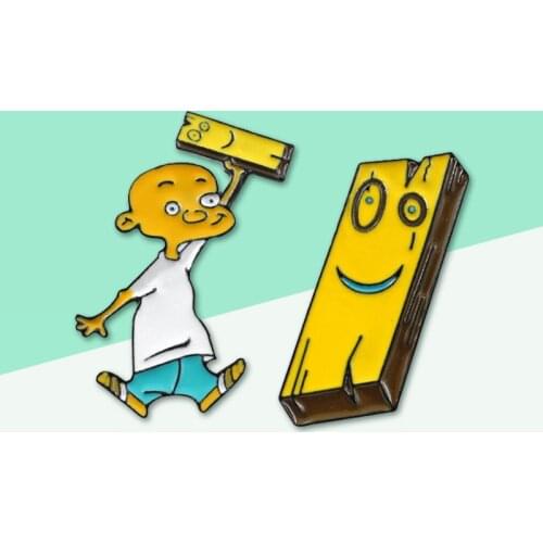 Retro 90s Cartoon Characters Ed Edd Eddy Lovely Plank Enamel Brooch Personality Lapel Badge Denim Coat Jewelry Child Gifts