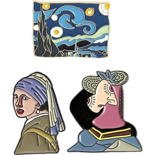 Van Gogh Enamel Pin The Starry Night Oil Painting Brooches Art Jewelry Artist Badge Pins for Backpacks Gift Women Men Wholesale