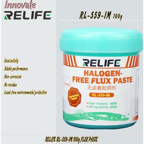 FLUX PASTE flux lead-free and halogen-free environmentally friendly no-clean FLUX PASTE RELIFE RL-559-IM 100g For PCB SMD BGA