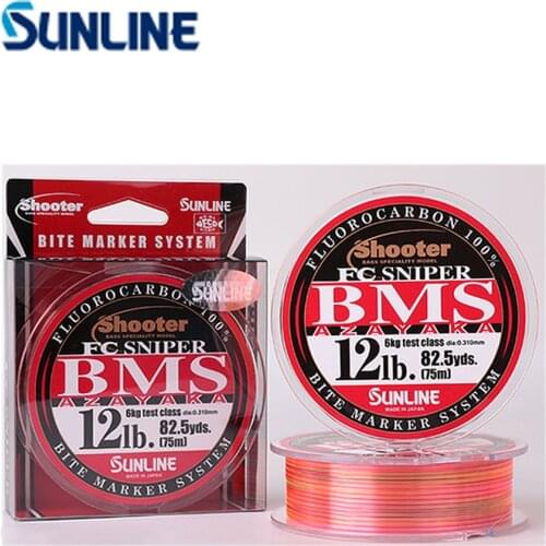 SUNLINE FC SNIPER BMS FLUOROCARBON 100% FISHING LINE multi color 75M MADE IN JAPAN BITE MARKER SYSTEM