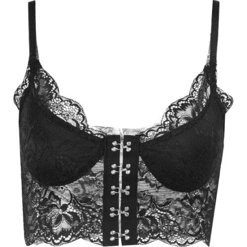 Kili Goth Sexy Lace Black Camisole Vintage Aesthetic V Neck Spaghetti Straps Corset Tops Gothic Harajuku Summer