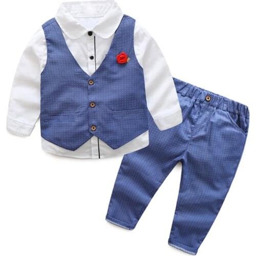 3pieces Set Spring Autumn 2020 Childrens Leisure Clothing Set Kids Boy Suit Vest Gentleman Clothes For Wedding Formal Clothing