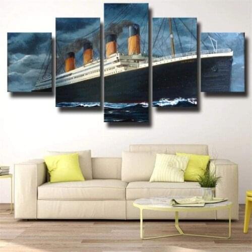 Ship Dark Blue Ocean Diy Diamond Painting Abstract Boat 5 Pieces Diamond Embroidery Mosaic Paintings Cross Stitch Wall Art A968
