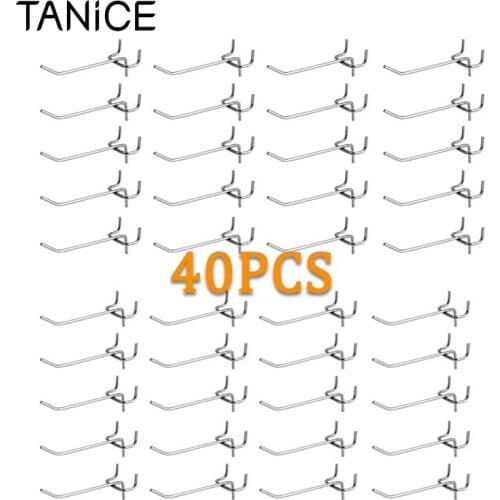 TANiCE 40 Pcs Pegboard Metal Hooks Jewelry Hooks Shelf Hanger Set Garage Storage Hooks Hanging Plants for Supermarket Bathroom