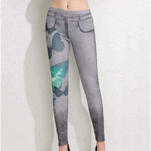3D Butterfly Print High Waist Leggings Women Pant ladies Long Pencil Pants Skinny Jeans Trousers Women Denim Legging Legins