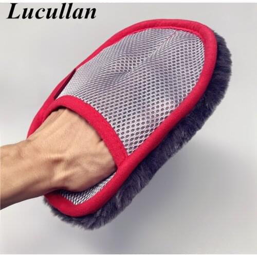 Lucullan Dirtproof Super Dense Synthetic Hair Glove Lint-Free Car Wash Mitt For Leather,Panel,Dashboard