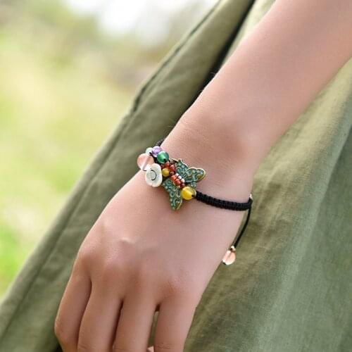 Fashion Vintage Bracelet Bronze Women Bronze Butterfly Charm Jewelry,new Ethnic Bracelet Stones Lemonwater Crystal Bracelet