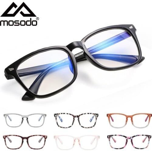 Mosodo Blue Ray Resistant Glasses Men Square Full Frame Computer Glasses Women Flat Light Radiation Proof Glasses