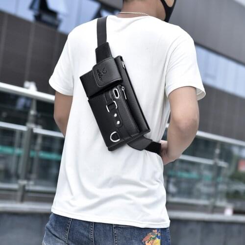 Mens Belt Bag Solid Color Zipper Closure with Earphone Hole Quick Release Buckle Adjustable Waist Bag
