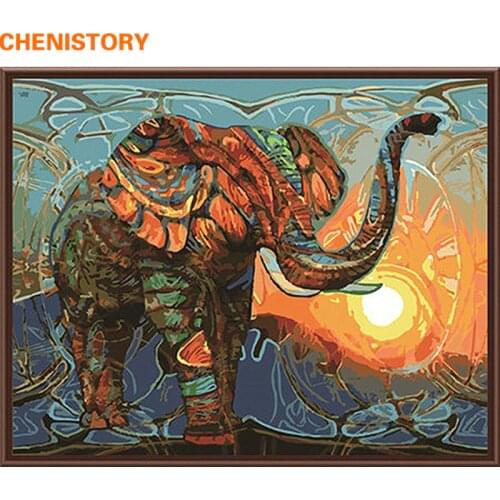 CHENISTORY Abstract Painting Africa Elephant Animals DIY Painting By Numbers Modern Wall Art Canvas Painting For Home Artwork