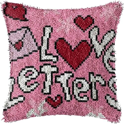 Latch Hook Kits for DIY Throw Pillow Cover Printed Color Pattern Needlework Cushion Cover Hand Craft Crochet for Great Family