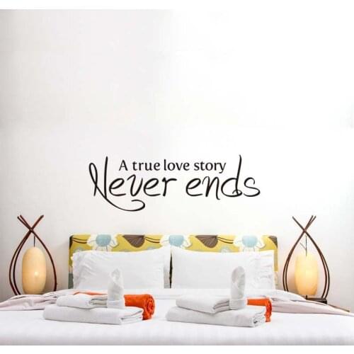 Stickers Quote A True Love Story Never Ends Vinyl Wall decal For Living room Wall Art Decor Home Decor Poster House Decoration
