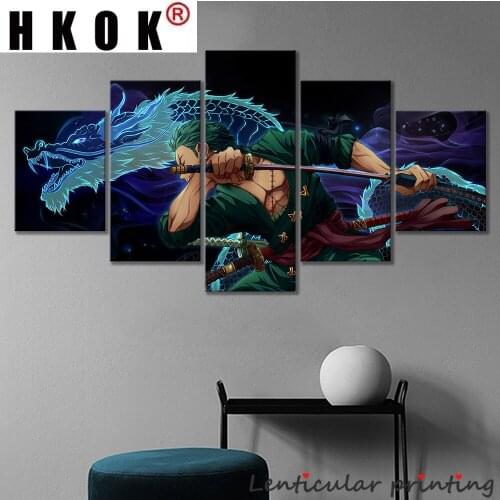HKOK UnFamous Anime ONE PIECE Anime Poster Manga Character Roronoa Zoro Printed Oil Painting Comic Wall Art room Home Decor