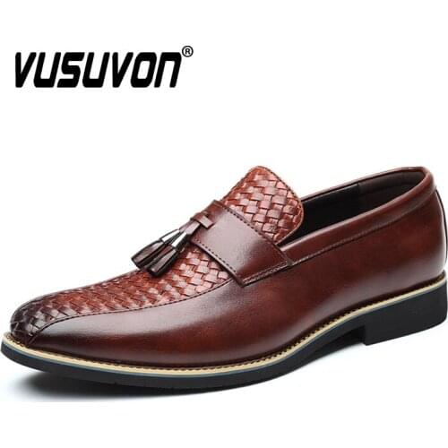 New Arrival Leather Men Shoes Comfortable Weave Casual Shoes Big Size 48 Male Footwear Fashion Tassel Loafers Men