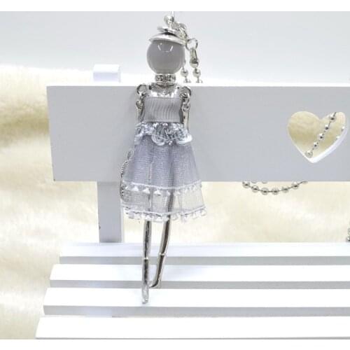Newest arrival Fashion french doll Pendant Necklace Jewelry lovely dress girl pendant woman long necklace gift free shipping