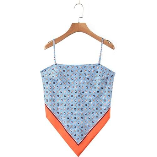 Summer new products ladies geometric pattern print halter top slim sexy nightclub suspenders tops