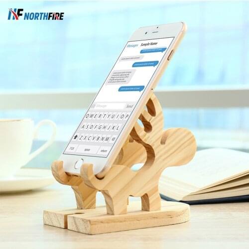 Real Wood Phone Holder Stand For iPhone 11 X XR 7 8 Elk Wooden Mobile Phone Stand For iPad Tablet Stand Desk Phone Holder Stand