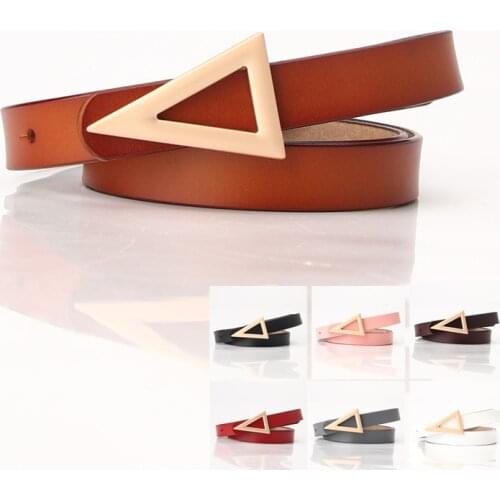 Women Genuine Leather Thin Belt Cowhide Metal Simple Adjustable Waist Strap Trouser Dress Brand Designer Decoration Waistband