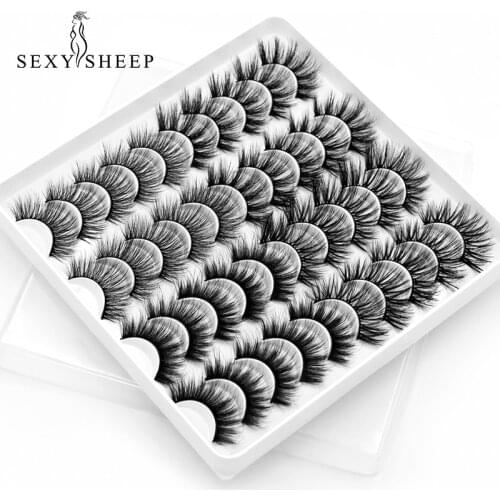 SEXYSHEEP Lashes 5/8/20 Pairs 3D Faux Mink Eyelashes Soft Wispy Volume Natural long Cross False Eyelashes Eyelashes Extension