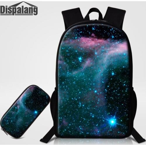 Dispalang Oxford School Bags with Pencil Bag Galaxy Star Backpack for Men Women Pencil Case Kids Book Bag Children Schoolbag