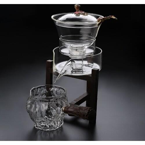 Heat-resistant glass tea set magnetic water diversion rotating cover bowl semi-automatic tea maker lazy teapot Kungfu tea set